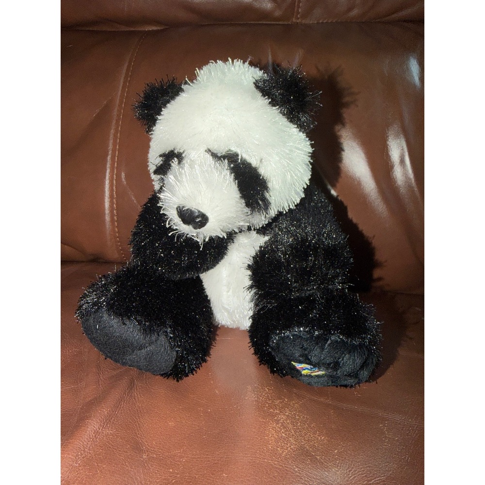 No Code Ganz Webkinz Panda Bear Black White Shimmer Plush Stuffed Animal‎ Toy